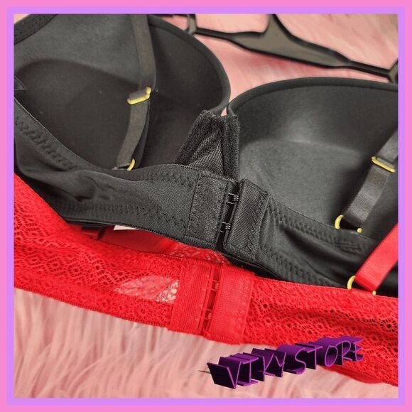 💕 NWT SPREE 2-Pack Push-Up Rhinestone Underwire Bra 36C #7187 💕 - Picture 5 of 6